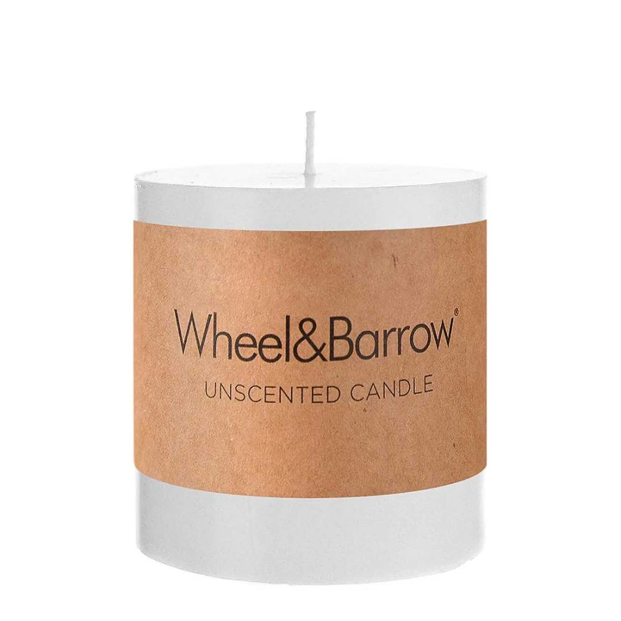 Wheel and Barrow White Pillar Candle 10cm x 10cm for Home Decor