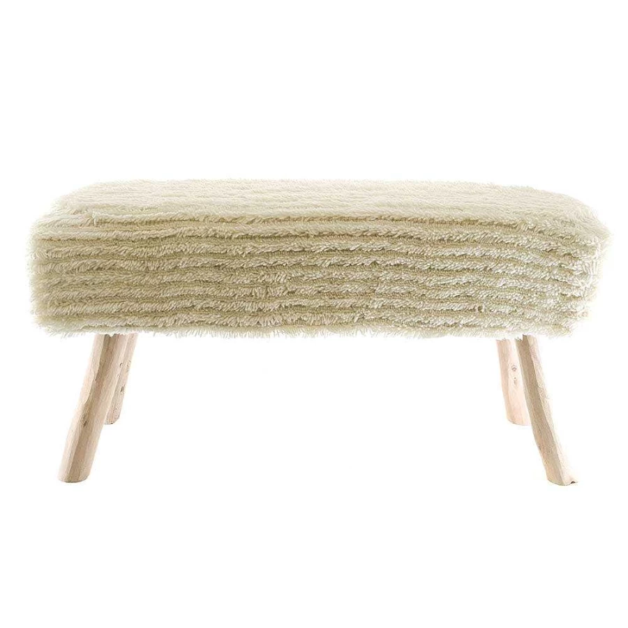 Wheel and Barrow Bench Burks Ivory 80x30cm Solid Wood Entryway Seat