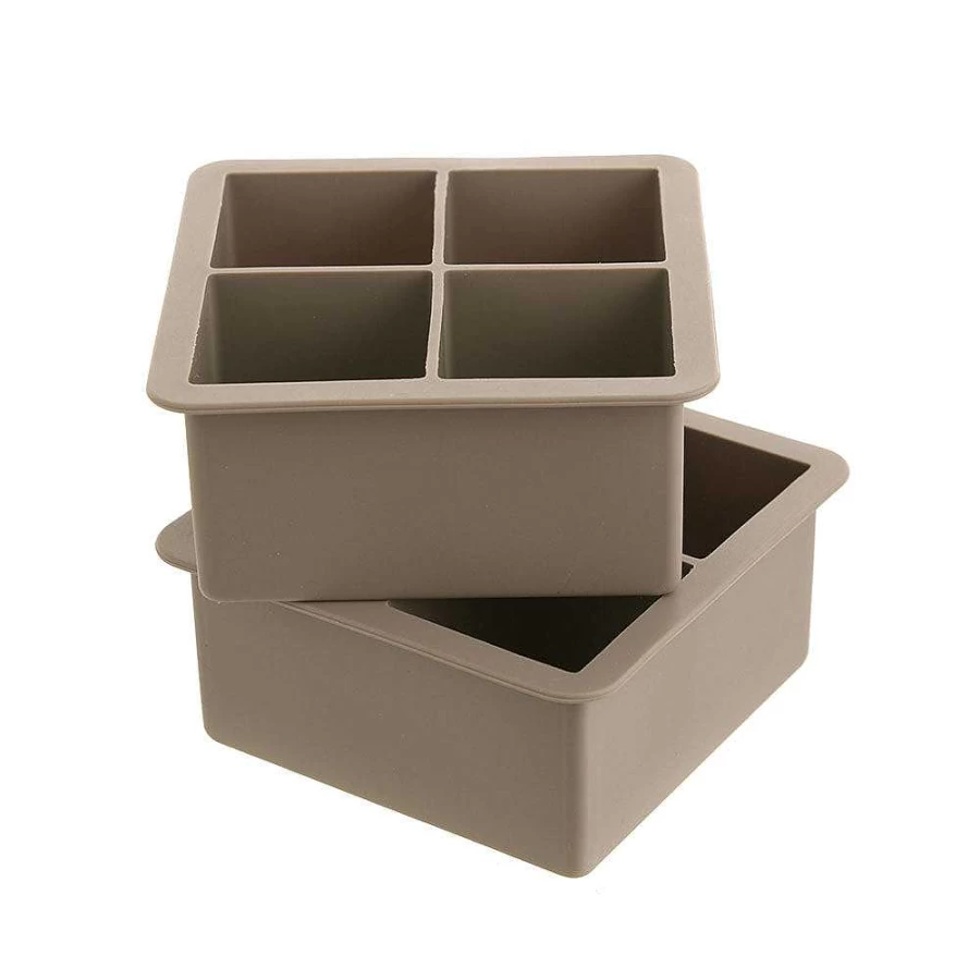 Wheel and Barrow Extra Large Silicone Ice Cube Trays Set of 2 - Reusable Freezer Molds for Big Cubes