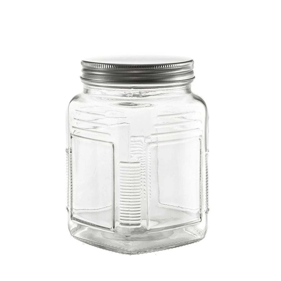 Wheel and Barrow 15cm x 10cm Glass Storage Jar with Airtight Lid - Clear Kitchen Canister for Pantry Organization