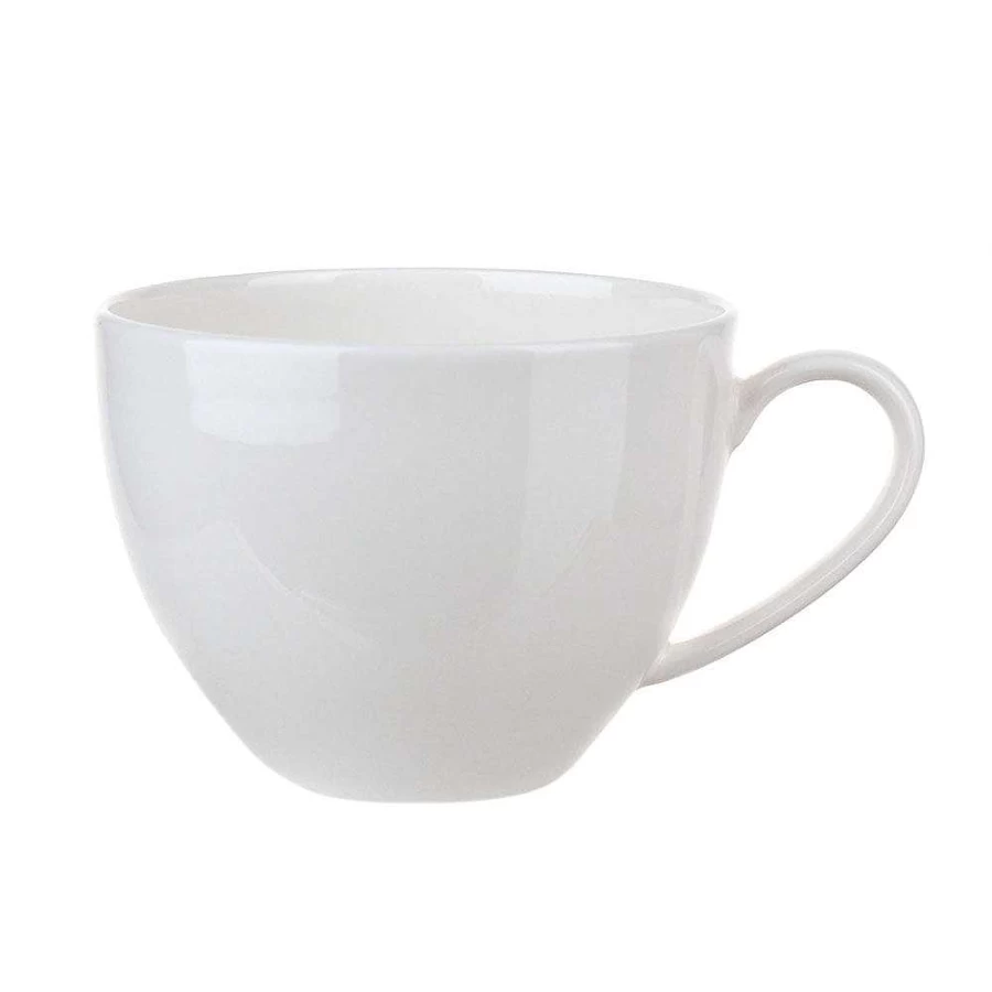 Wheel and Barrow White Bone China Tea Cup 240ml - Elegant Porcelain Cup for Tea Lovers