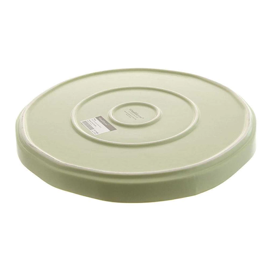 Wheel and Barrow Light Green 26cm Wave Rim Ceramic Plate - Decorative Dining Dish