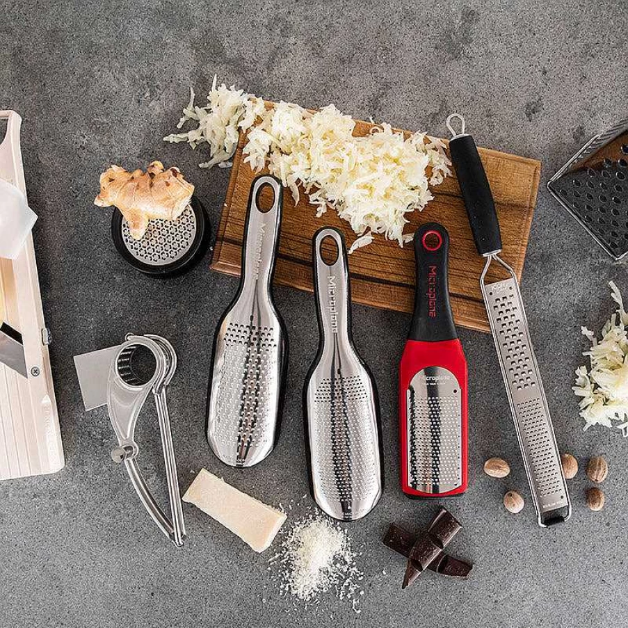 Wheel and Barrow Stainless Steel Grater and Zester with Comfort Handle - Microplane Kitchen Tool for Cheese, Citrus, and More