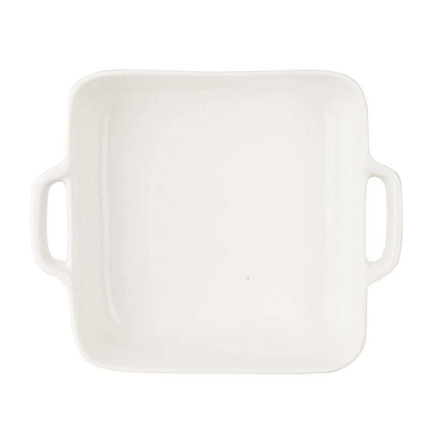 Wheel and Barrow 25cm Square Porcelain Baking Dish - Oven Safe Ceramic Cookware for Casseroles & Roasts