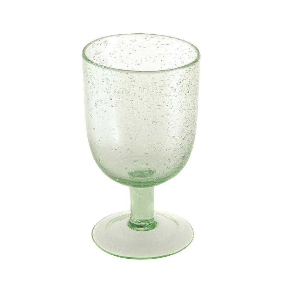 Wheel and Barrow Green Bubble Wine Glass - 350ml Elegant Drinking Glass for Champagne and Sparkling Wine