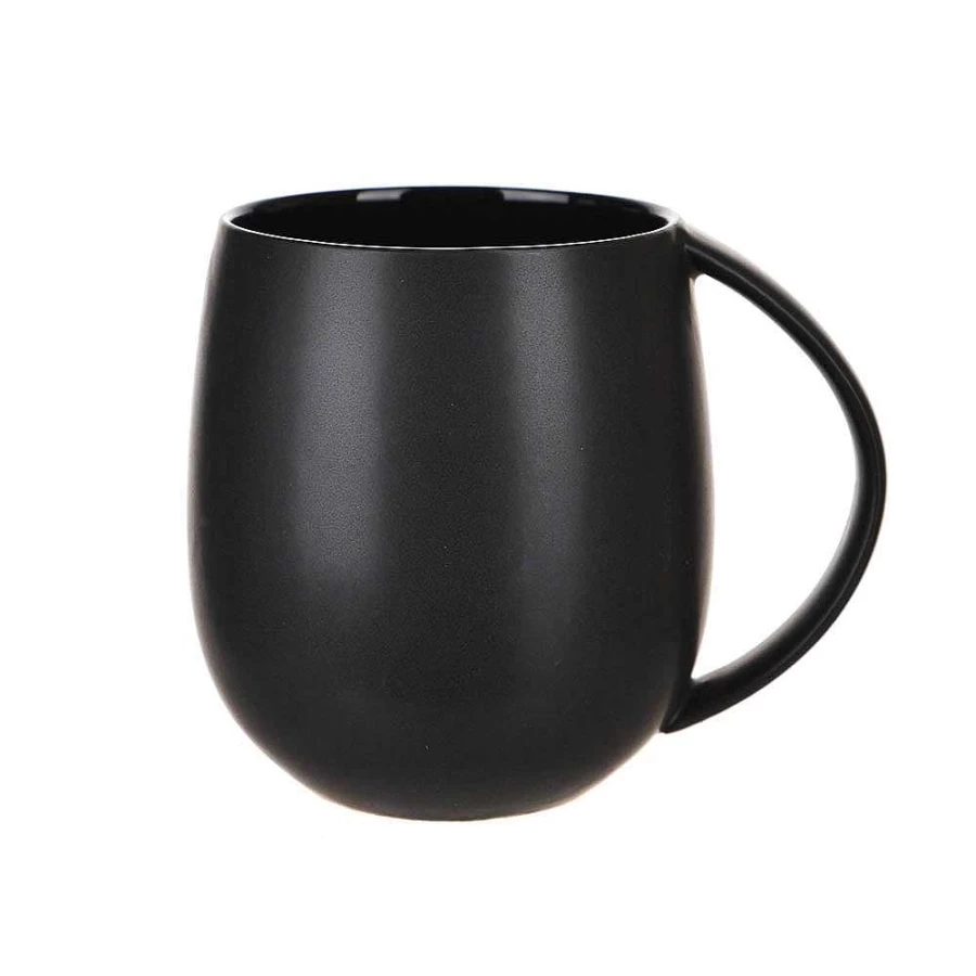 Wheel and Barrow Matt Black Coffee Mug - 400ml Ceramic Cup for Home & Office