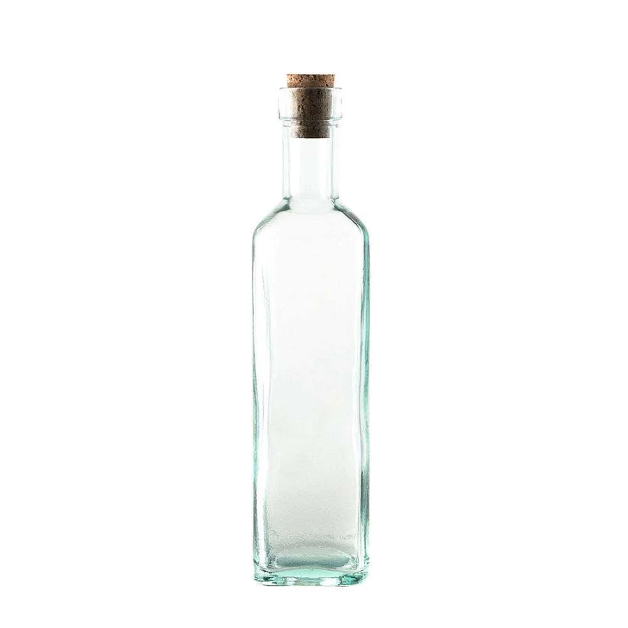 Wheel and Barrow 400ml Square Recycled Glass Oil Dispenser Bottle - Eco-Friendly Kitchen Storage