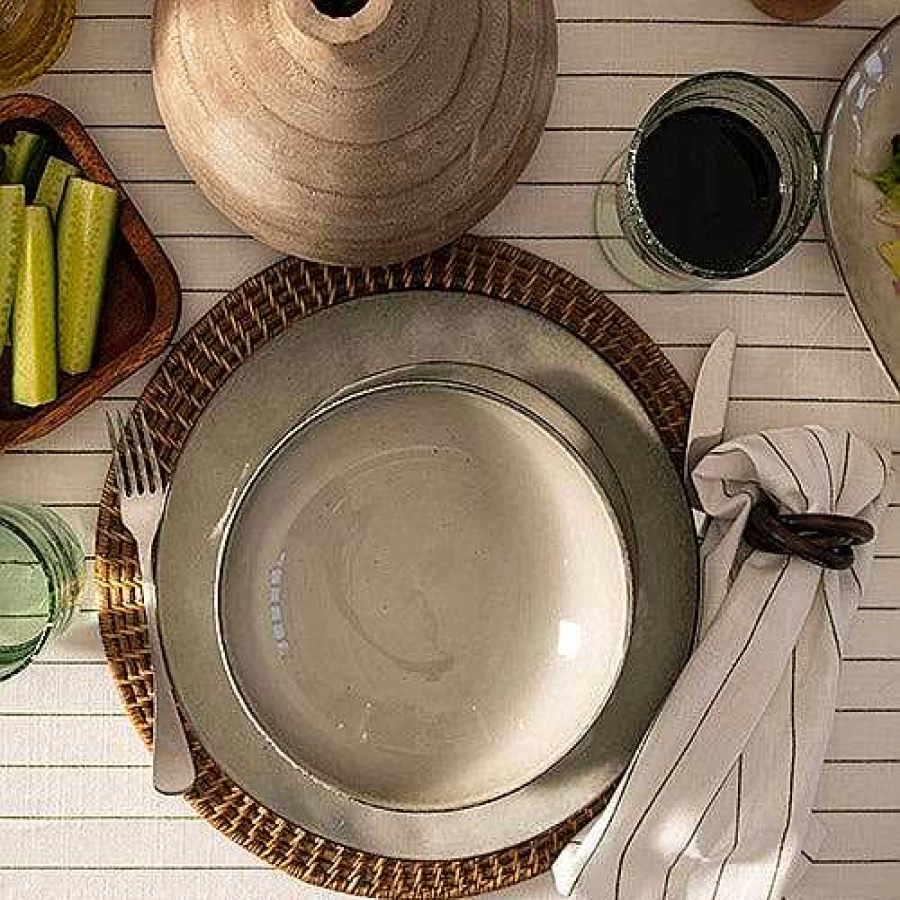 Wheel and Barrow 12-Piece Stoneware Dinner Set in Olive Green - Durable Ceramic Plates & Bowls