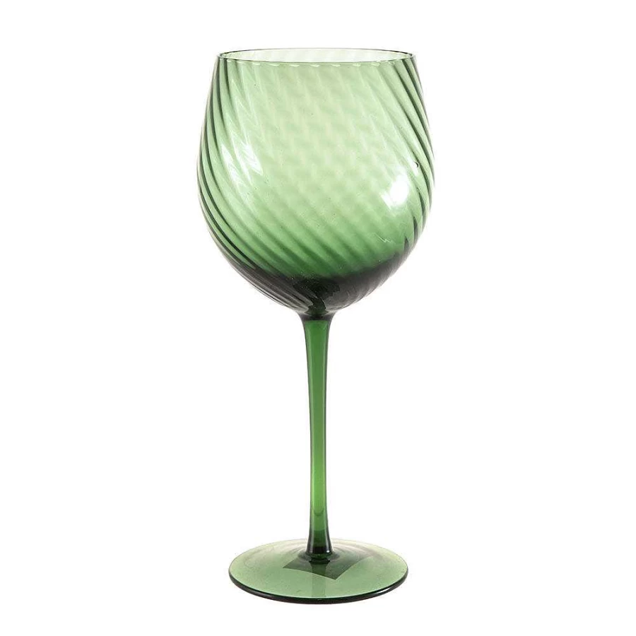 Wheel and Barrow Emerald Green Wine Glass 550ml - Premium Swirl Design for Elegant Drinking