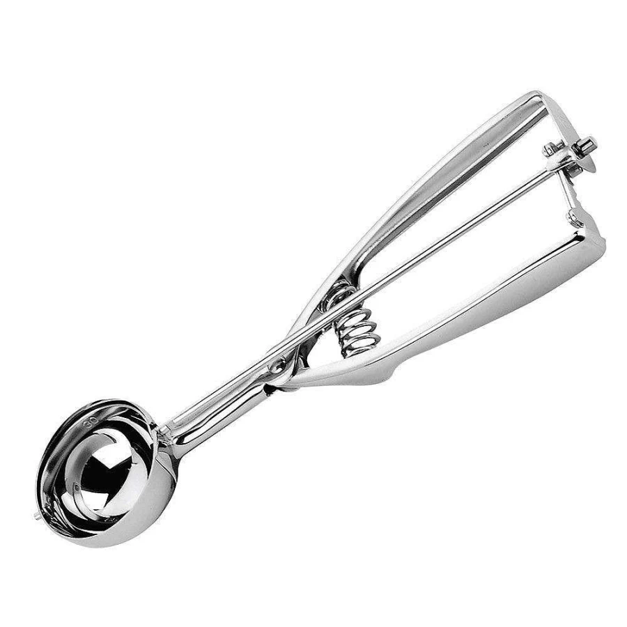 Wheel and Barrow Stainless Steel Ice Cream Scoop with Press Action Handle - Ergonomic Kitchen Tool for Smooth Scooping