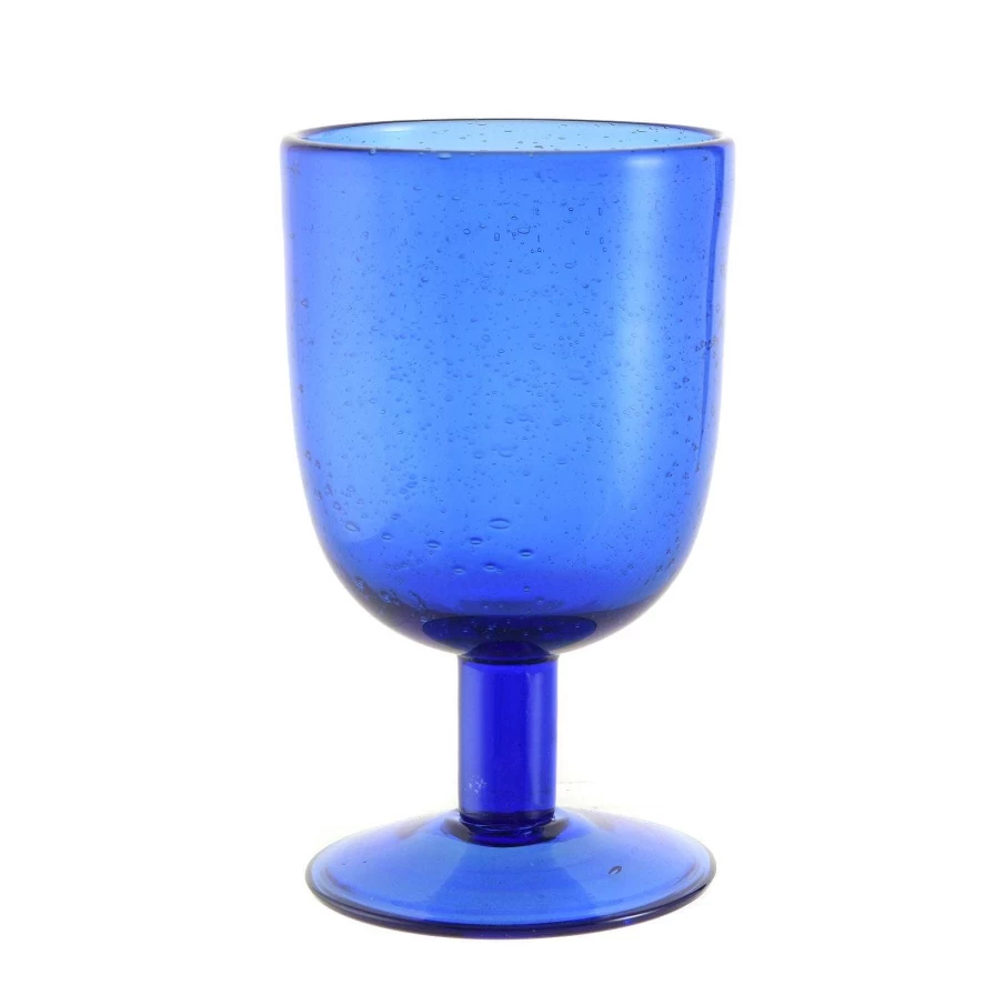 Wheel and Barrow Cobalt Blue Wine Glasses - Set of 4, 350ml Elegant Bubble Design, Perfect for Red and White Wine