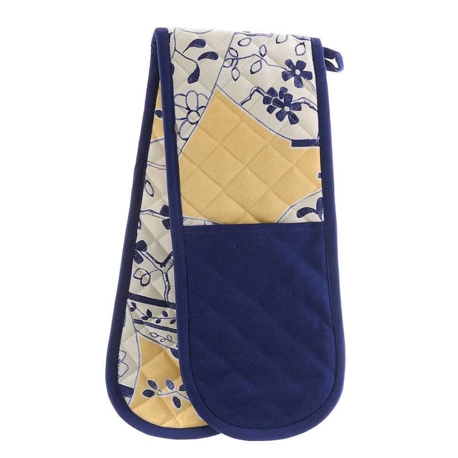 Wheel and Barrow Heat-Resistant Teapot Print Double Oven Mitt for Kitchen Baking and Cooking
