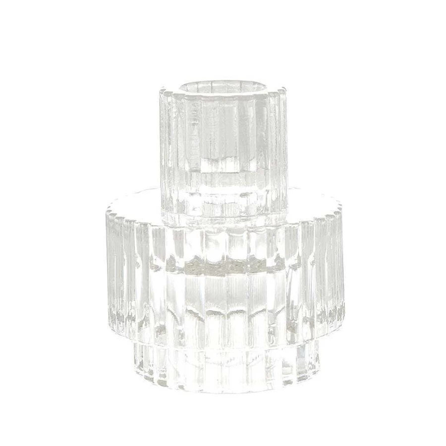 Wheel and Barrow Clear Glass Candle Holder - 8.5cm Diameter x 7cm Height for Tea Lights and Votives