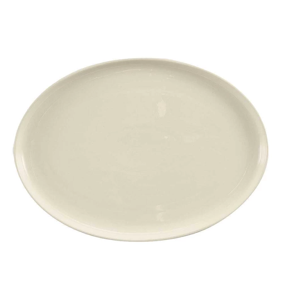 Wheel & Barrow White Bone China Oval Platter 36cm x 25cm x 2cm - Elegant Serving Dish