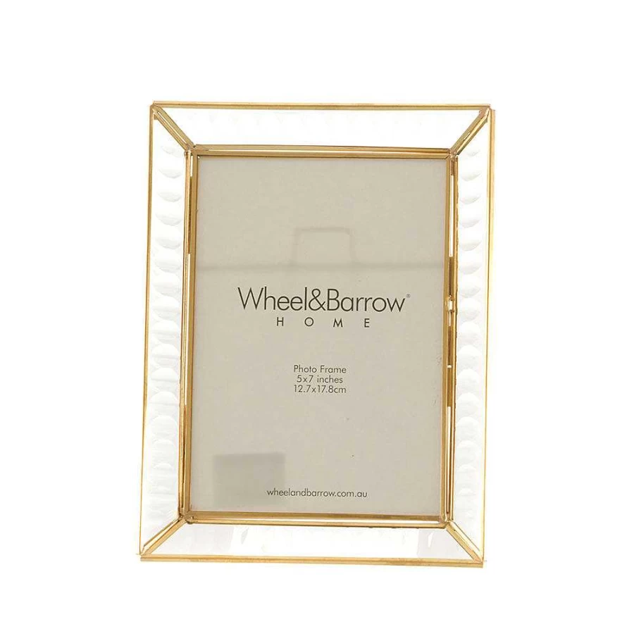 Wheel and Barrow Gold Photo Frame 22.5x17.5cm with Glass Front - Elegant Wall or Table Display