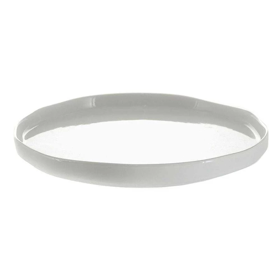 Wheel and Barrow White Wave Rim Ceramic Plate 26cm - Elegant Dinnerware for Modern Dining
