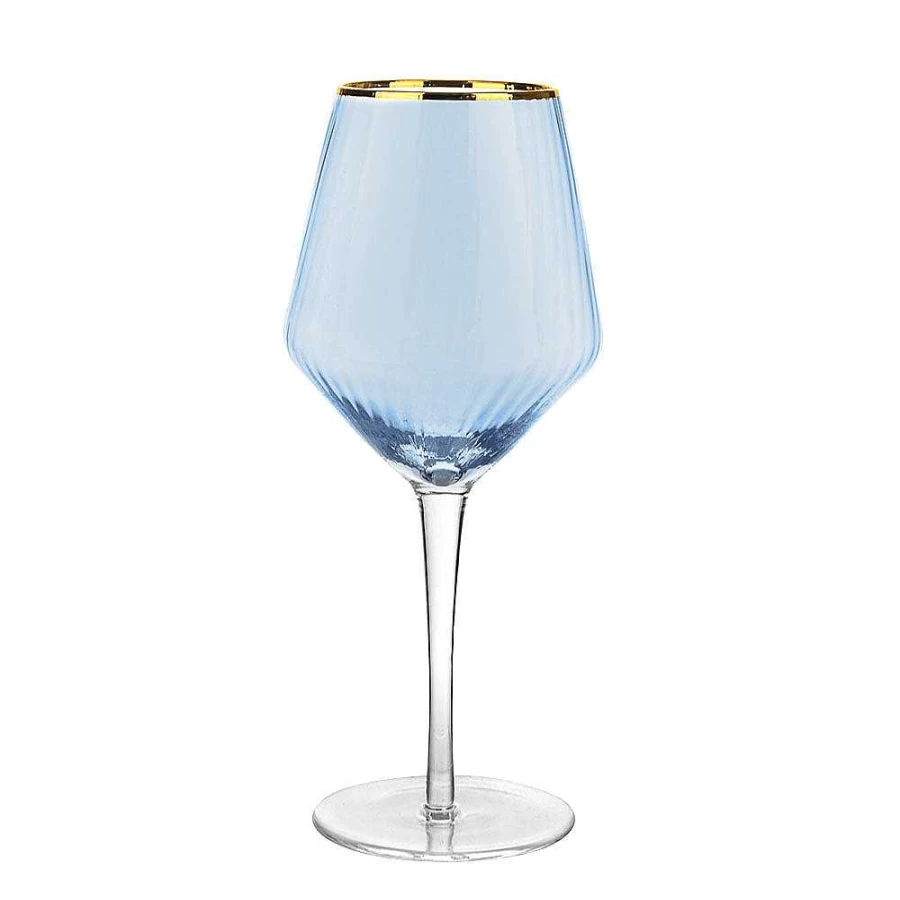 Wheel and Barrow Navy Blue Wine Glass with Gold Rim - 720ml Premium Optic Design