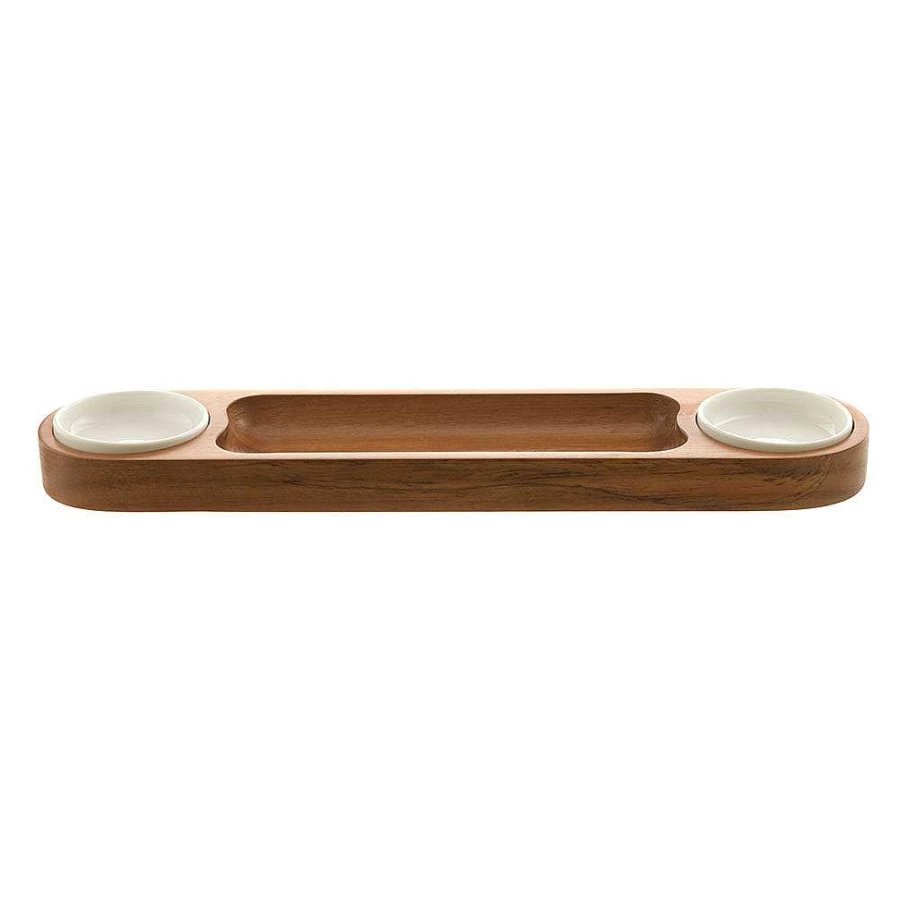 Wheel & Barrow 4-Piece Serving Tray Set with Dip Bowls - 32x23x4cm - Madds Collection