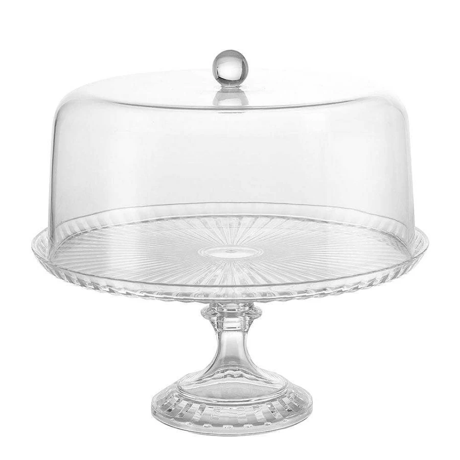 Wheel & Barrow 28cm Acrylic Cake Stand with Dome - 25.6cm Height Transparent Display Cover for Desserts & Pastries