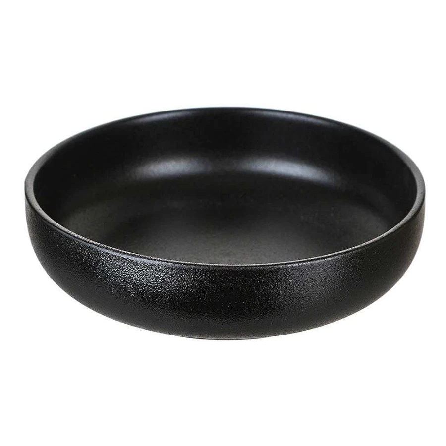 "Wheel and Barrow Round Black Serving Bowl 21cm Diameter x 6cm Height"