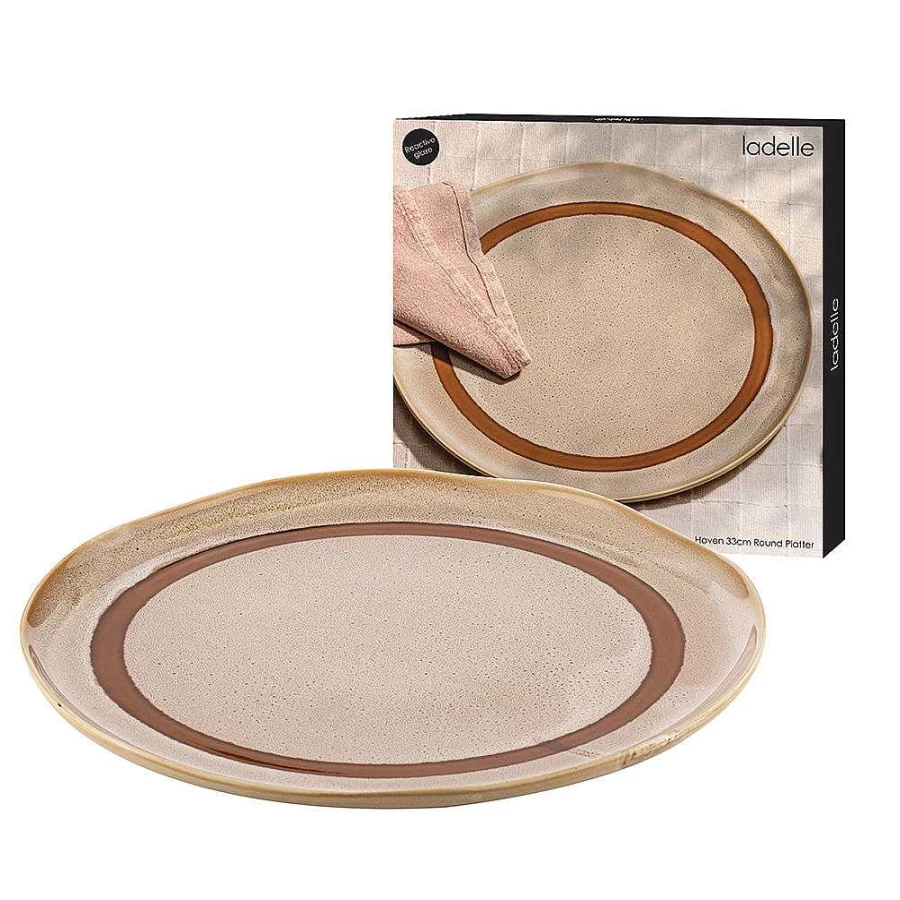 Wheel and Barrow Haven Round Serving Platter 33cm - Stylish Dinnerware for Entertaining