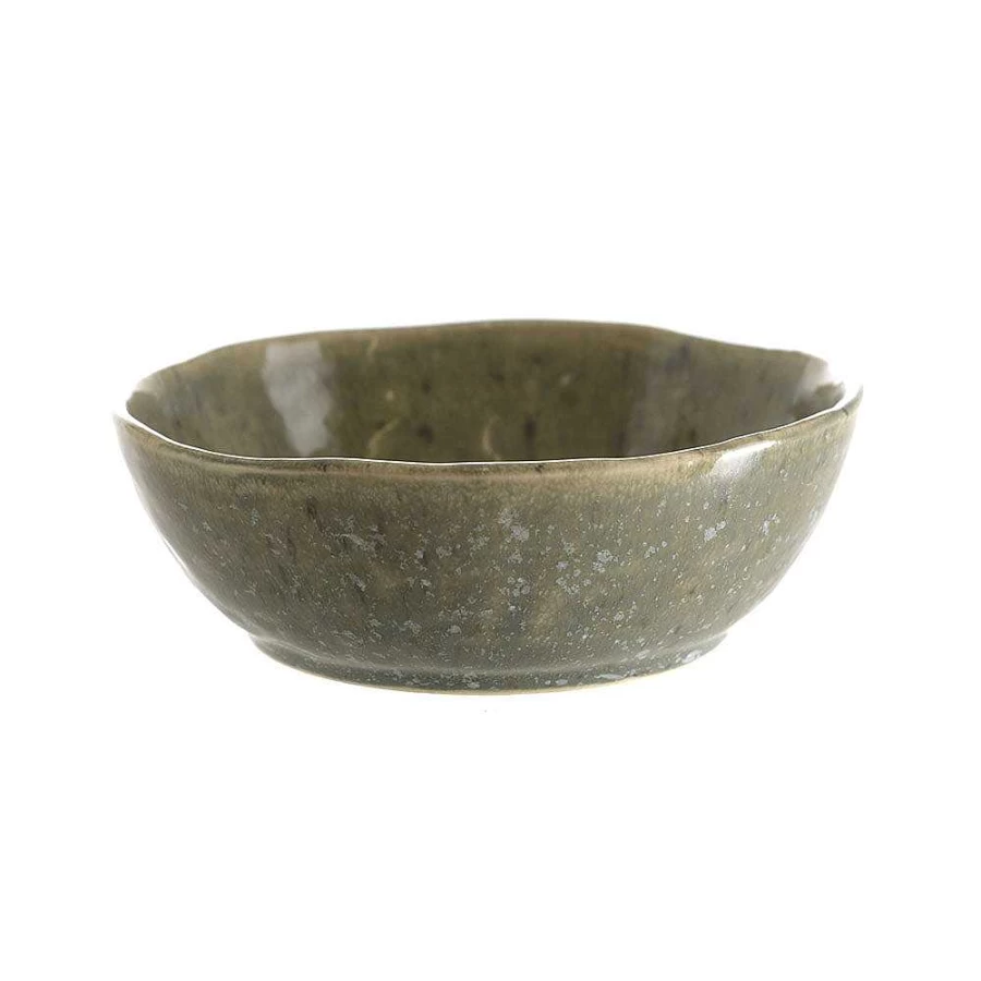 Wheel and Barrow Speckled Green Stoneware Bowl - 14cm x 5cm Matte Finish Kitchen Dining