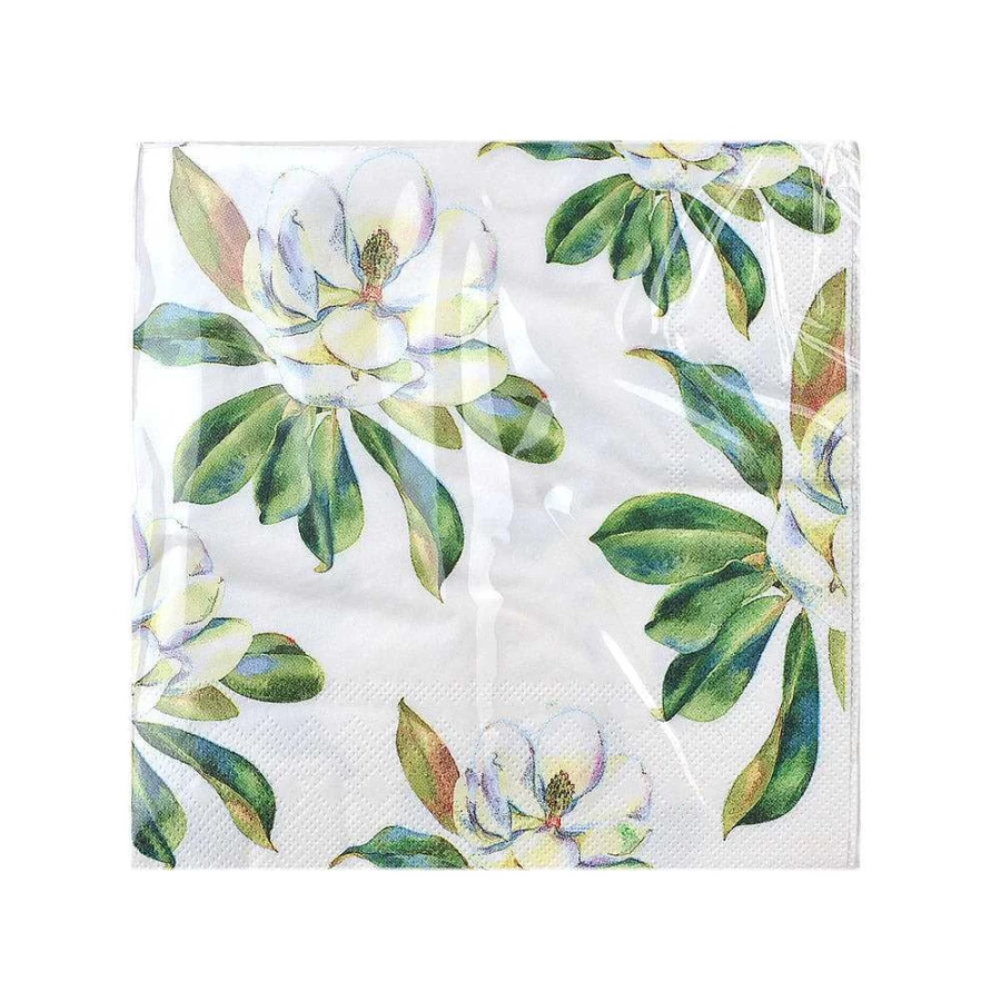 Wheel and Barrow Magnolia Floral Paper Napkins 33cm x 33cm - Pack of 20 Premium Disposable Napkins