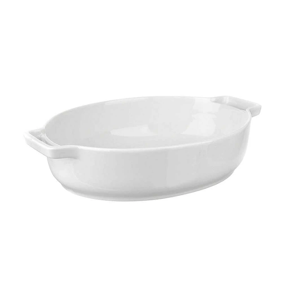 Wheel and Barrow White Porcelain Oval Baking Dish 30cm - Oven Safe Stoneware Roasting Pan