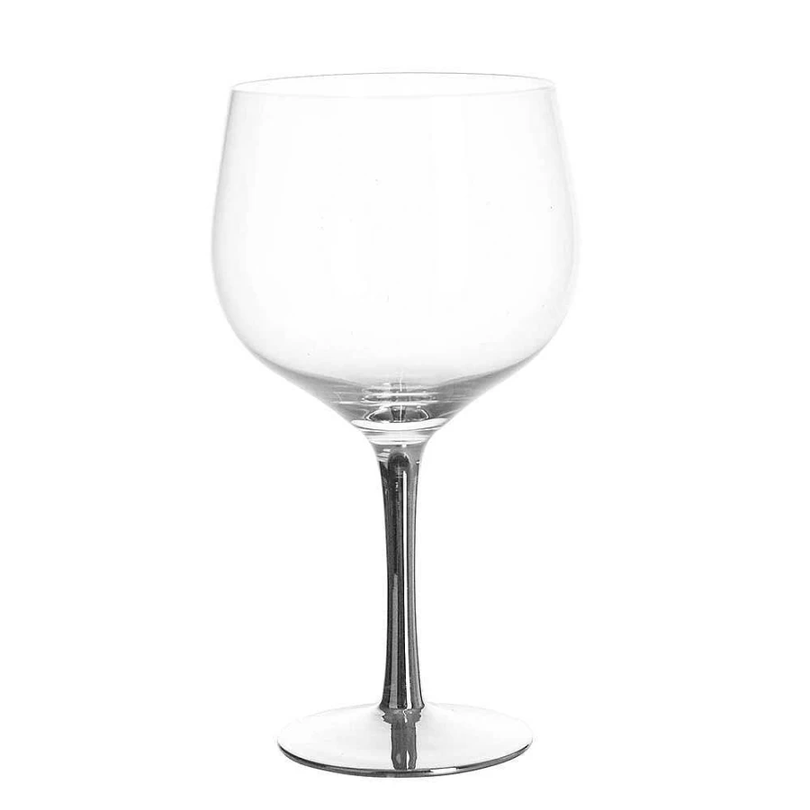 Wheel and Barrow Premium Silver Stem Gin Glass - 580ml Elegant Crystal Tumbler for Cocktails