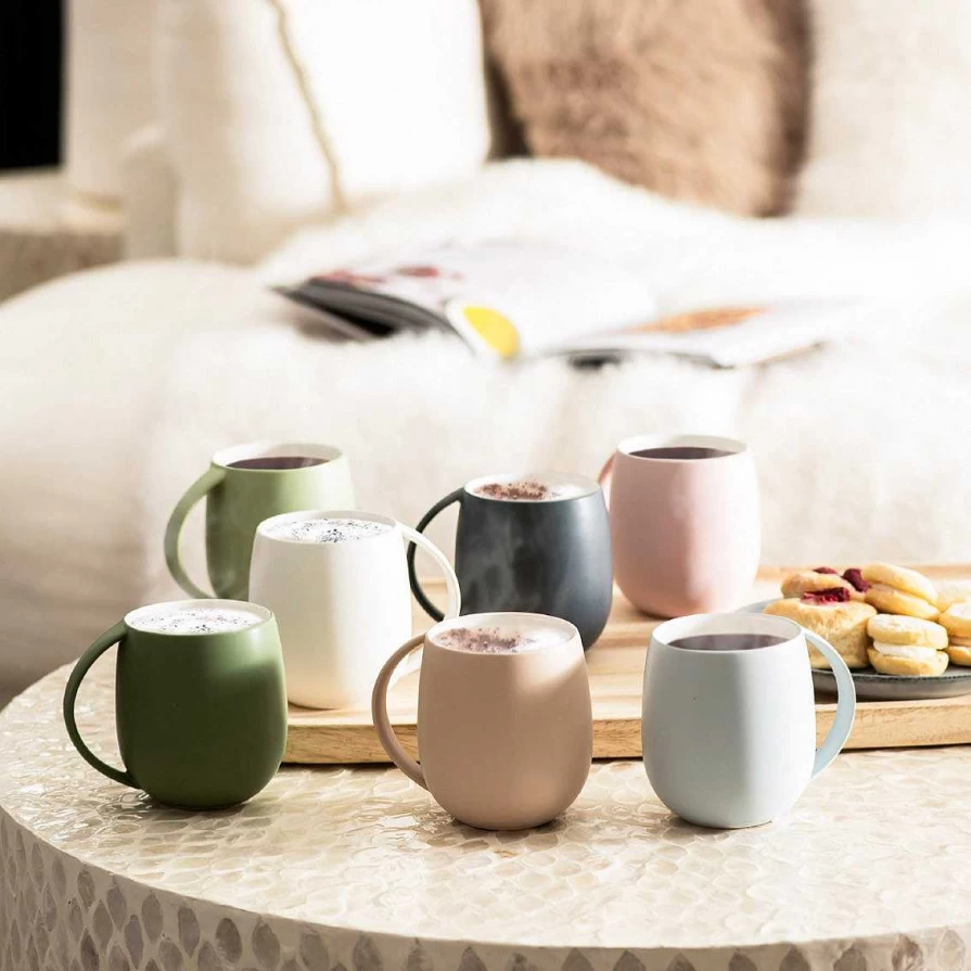 Wheel and Barrow Matt Taupe Ceramic Coffee Mug 400ml – Stylish and Durable