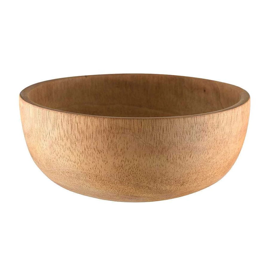 Wheel and Barrow Mango Wood Salad Bowl - 25cm Round Handcrafted Serving Bowl for Fruits, Vegetables, and Salads