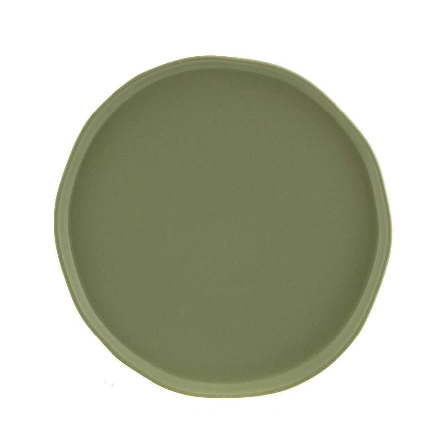 Wheel and Barrow Light Green 23cm Wave Rim Ceramic Plate - Decorative Dining Dish