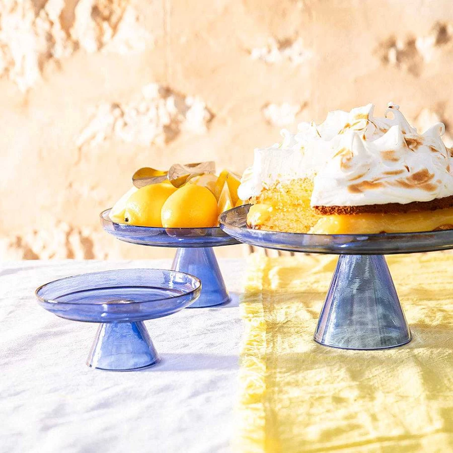 Wheel and Barrow Blue Cake Stand - 21cm Medium Serving Plate for Desserts and Pastries