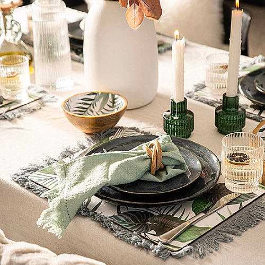 Wheel and Barrow Tropical Leaf Cork Backed Placemats - Set of 4 Eco-Friendly Table Mats