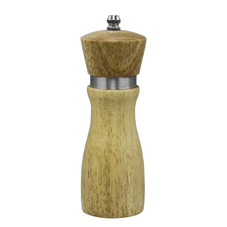Wheel and Barrow Premium 15.5cm Birch Wood Salt and Pepper Grinder Set - Adjustable Ceramic Mill