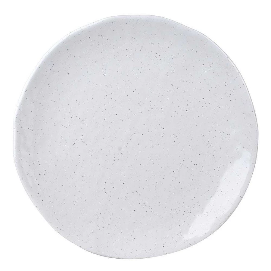 Wheel and Barrow 28cm White Speckled Melamine Dinner Plate - Durable & Stylish