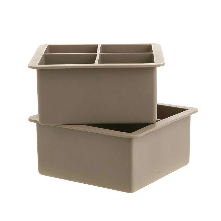 Wheel and Barrow Extra Large Silicone Ice Cube Trays Set of 2 - Reusable Freezer Molds for Big Cubes