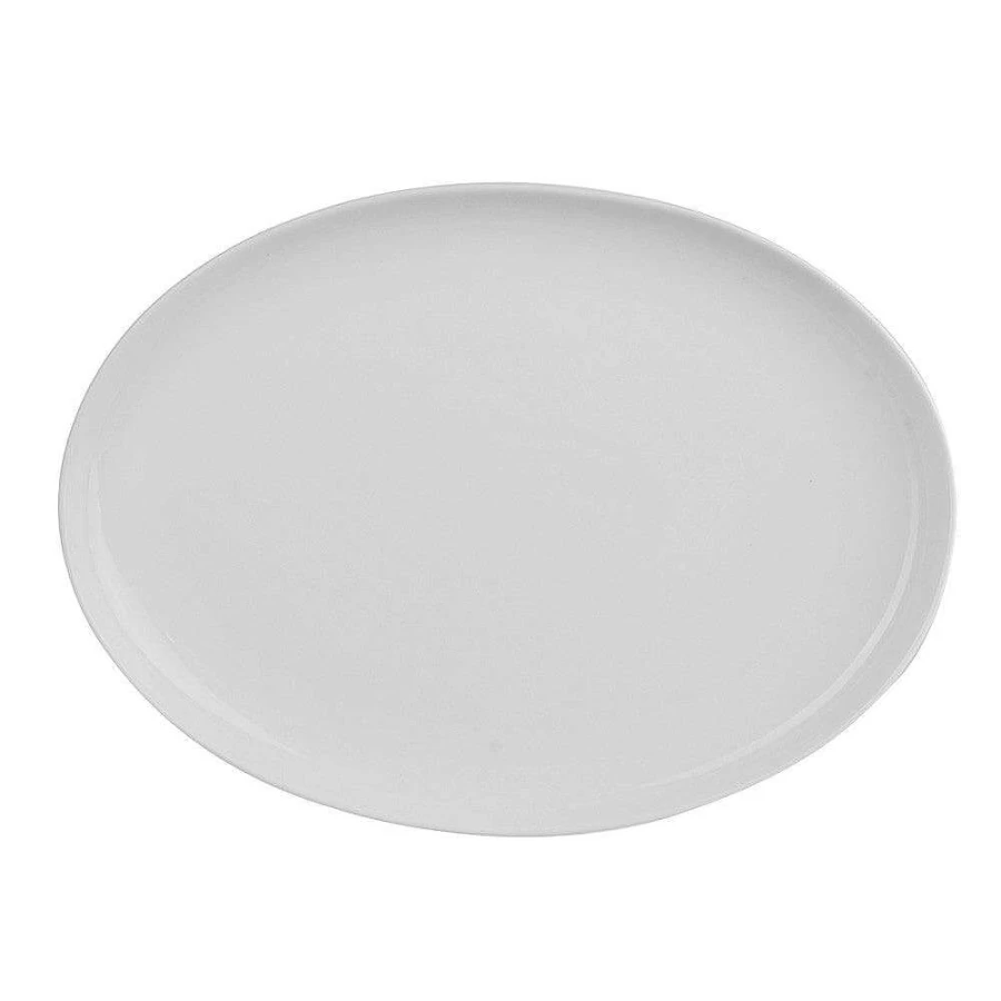 Wheel and Barrow White Porcelain Oval Serving Platter 33cm - Elegant Dinnerware for Entertaining