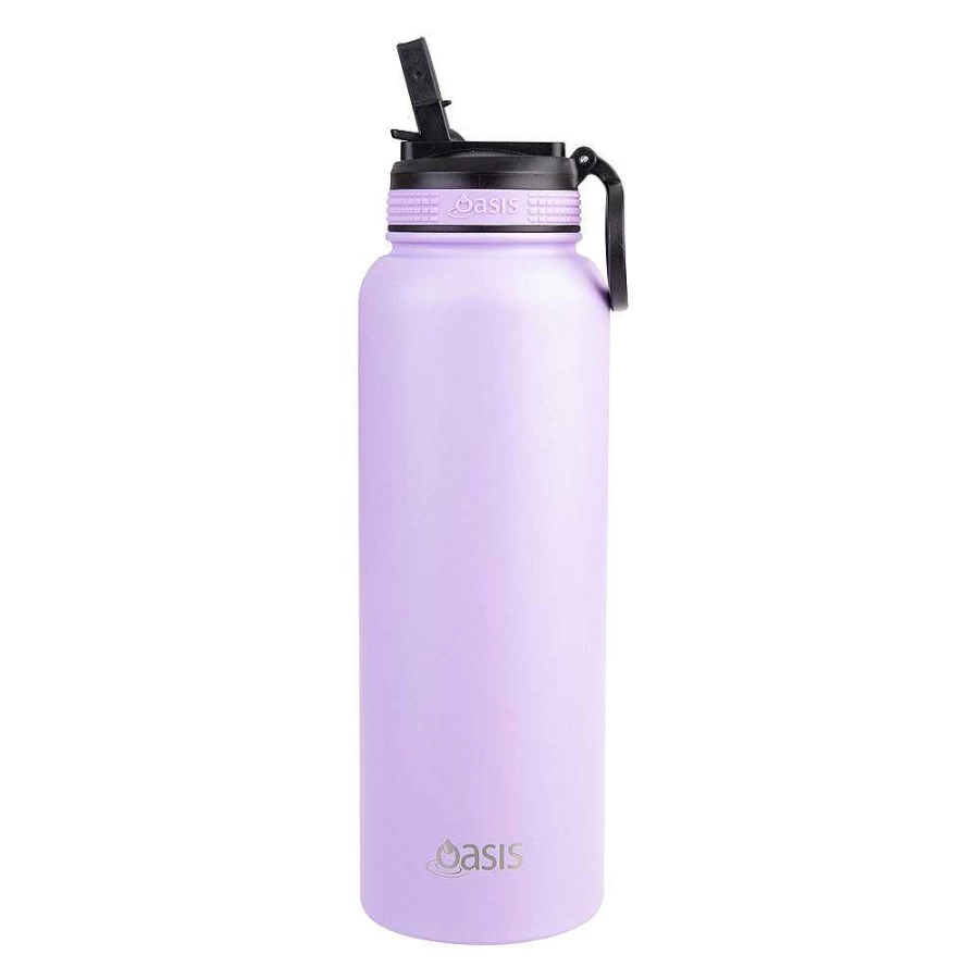 Wheel and Barrow 1.1L Lavender Water Bottle with Straw - Insulated Oasis Sipper for Hydration