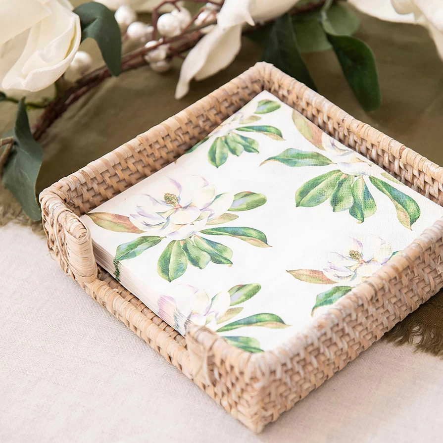 Wheel and Barrow Magnolia Floral Paper Napkins 33cm x 33cm - Pack of 20 Premium Disposable Napkins