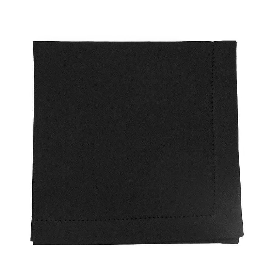 Wheel and Barrow Black Hemstitch Linen Napkins 50x50cm - Premium Decorative Table Linens