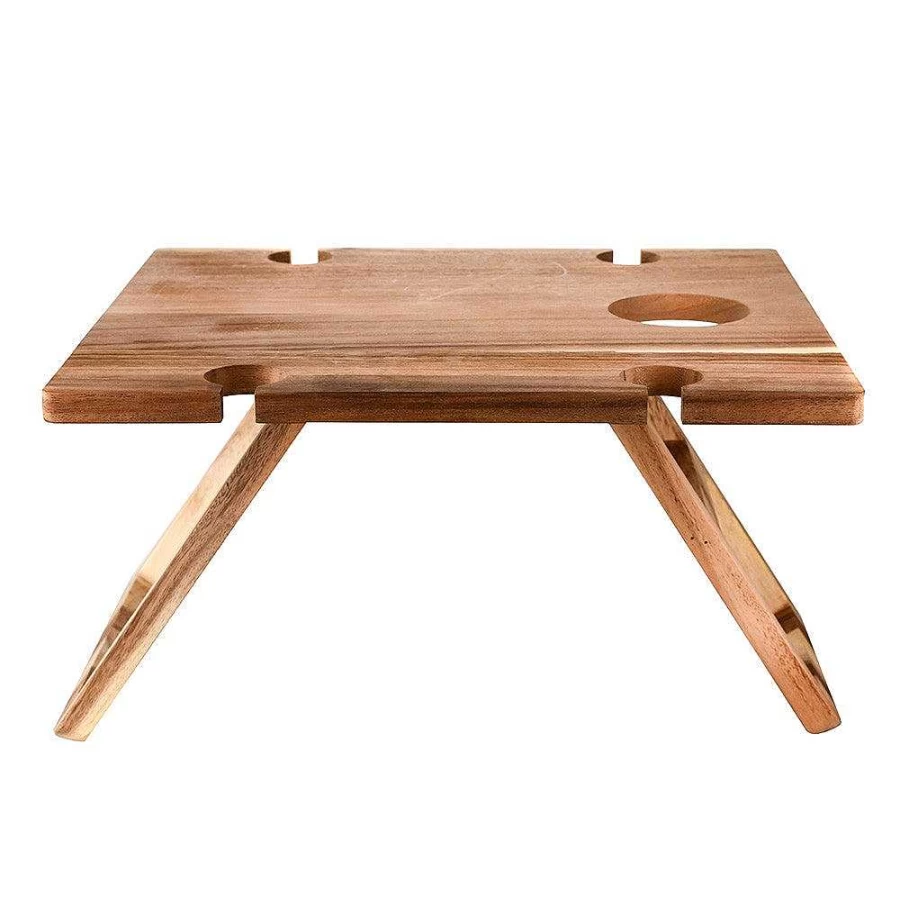 Wheel and Barrow Acacia Wood Picnic Table 48x38x24cm Outdoor Dining Portable Folding