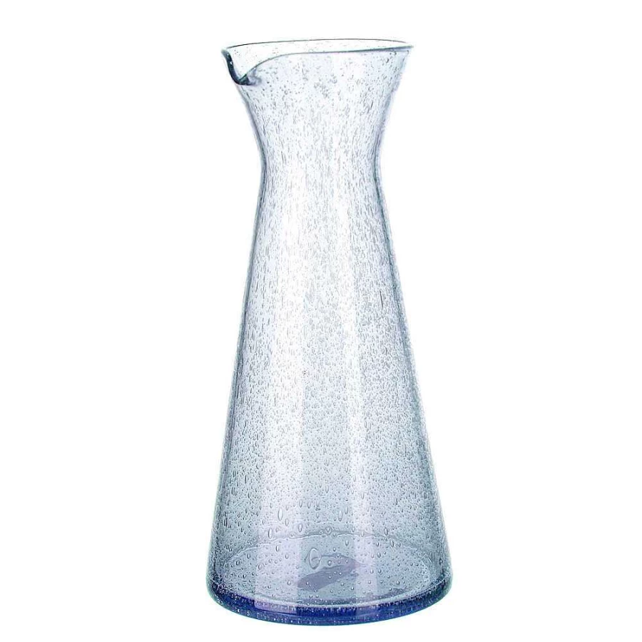 Wheel and Barrow Blue Bubble Glass Carafe - 985ml Elegant Decanter for Water or Wine