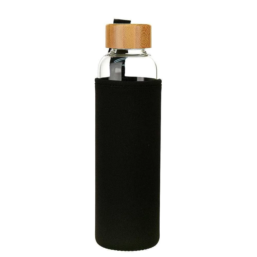 "Wheel and Barrow 550ml Glass Bottle with Eco-Friendly Bamboo Lid & Insulated Sleeve – Reusable Drinkware"
