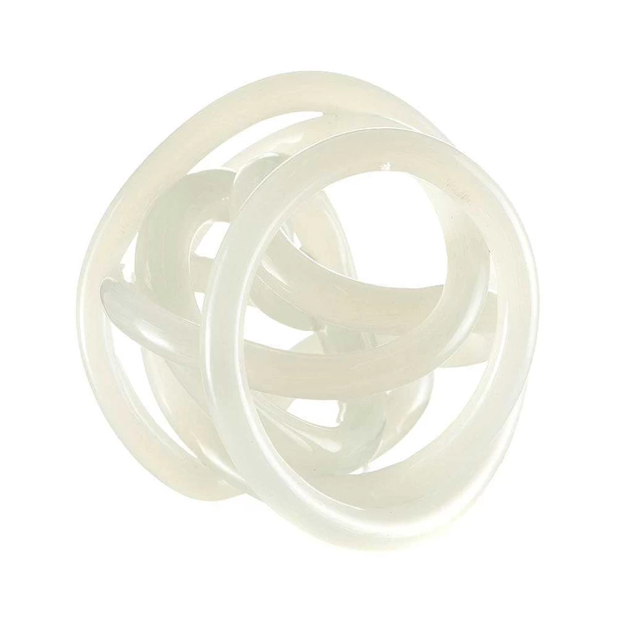 Wheel and Barrow White Glass Knot Decorative Ornament 15cm Home Decor