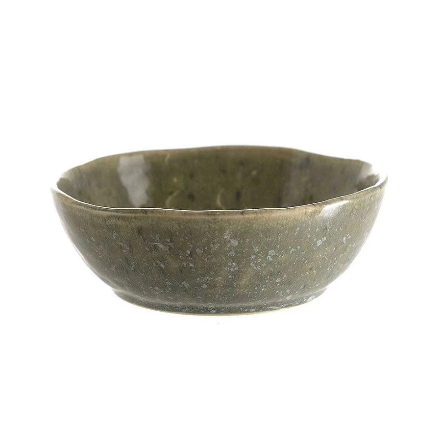 Wheel and Barrow Speckled Green Stoneware Bowl - 14cm x 5cm Matte Finish Kitchenware