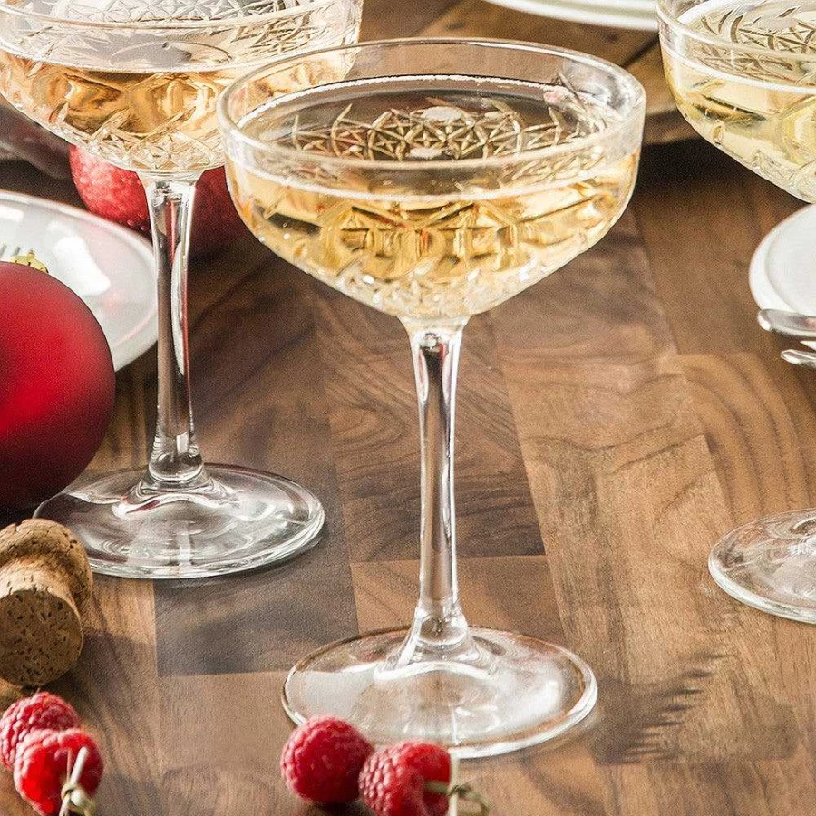 Wheel & Barrow Champagne Coupe Glass - 270ml Crystal Clear Elegant Flutes for Celebrations