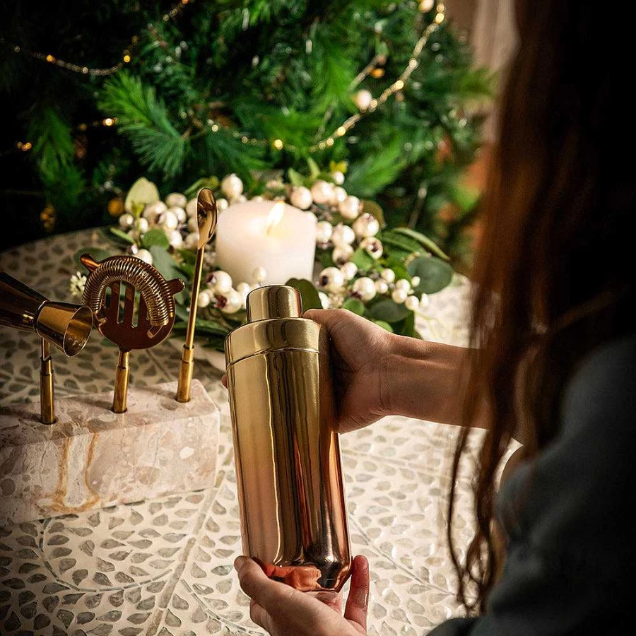 Wheel and Barrow Malibu Gold Ombre Cocktail Shaker - 800ml Premium Barware for Home & Professional Use