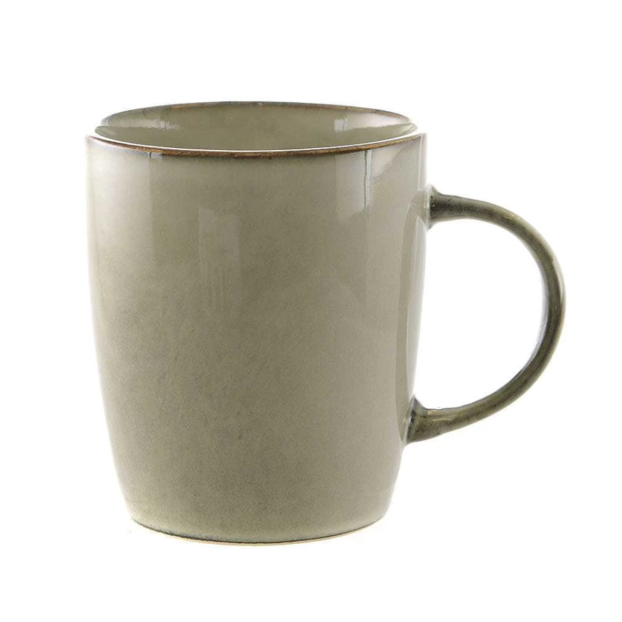 Wheel and Barrow 6-Piece Stoneware Mug Set in Olive Green – Durable & Stylish Coffee Cups
