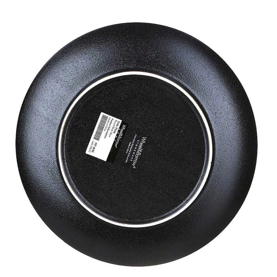 Wheel and Barrow 20cm Round Black Side Plate - Elegant Dining Tableware